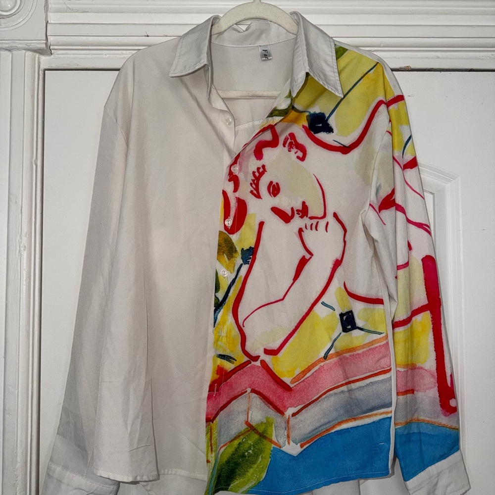 Graphic button up shirt
